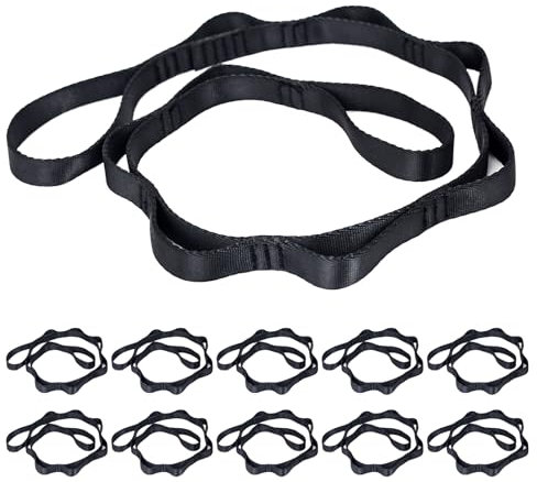 10PCS Nylon Daisy Chain Straps for Aerial Yoga Hammock Swing Adjustable Aerial Silk Extender Hanging Rope for Aerial Yoga Belts 3.6FT 5.9FT Long (Black, 3.6ft/1.1m)