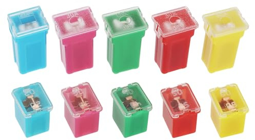ECSiNG 10pcs Auto Sicherungen Anschluss Sortiment Kit 20A 30A 40A 50A 60A Hoch und Niedrig Kastenförmige Mini Sicherung Kompatibel mit Ford Kompatibel mit Nissan