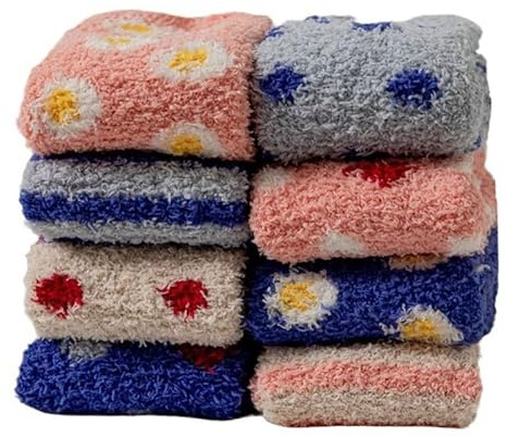 Yolhloy 5 Paires Chaussettes Moelleuses Enfants Hiver - Chaussettes Polaires Animaux Thermiques et Douces pour Filles et Garçons