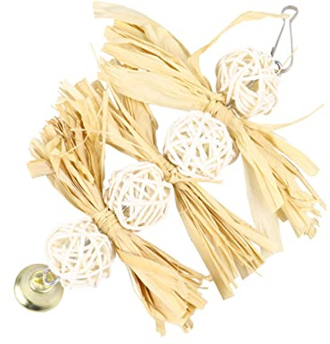 Happyyami Natürliche Papageien Kauspielzeug Mit Luffa Rattan Ball Glocke Und Schaukel Buntes Vogelzubehör Für Käfig Und Garten Sicherer Beschäftigungsspielplatz Für Kleine Bis Große Papageie