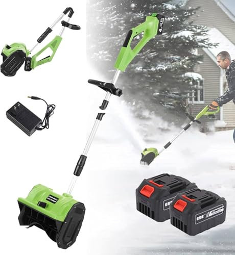 YLANMEI Pelle à Neige électrique, souffleuse à Neige/Pelle mécanique Super Pratique, Pelle à Neige sans Fil, Pelle électrique pour Le déneigement, Rechargeable Portable (2 Batteries),Green