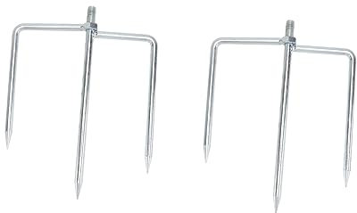 Happyyami Beach Umbrella Anchor Sand Drill Stand with 12mm Threaded Triangle Fork Base, 2pcs Large Fishing Parasol Holders for Outdoor Beach and Patio Use