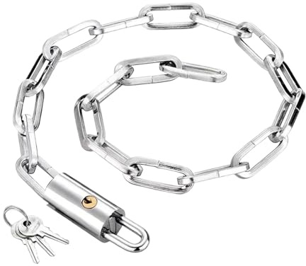 Rrlihjgu Catena per lucchetto per bici, lucchetto per bici resistente - Lucchetto antifurto per bici Lucchetto a catena in acciaio con chiavi | Catena di sicurezza spessa extra lunga per