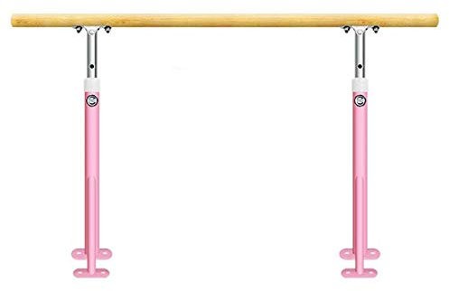 SGKOMN Ballettstange, Beinpresse am Boden, Ballettstange für Tanztraining, tragbar, höhenverstellbar, für Erwachsene und Kinder(Pink 1M)