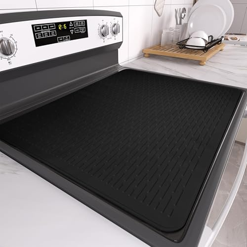 LeKuni Herdabdeckplatte 71x50 cm, herdabdeckung ceranfeld abdeckplatte, ceranfeld abdeckplatte hitzebeständig kratzfest und wasserdicht abdeckung ceranfeld für Counter- Stove Cov -Schwarz