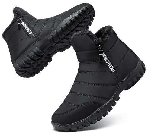 Bravover Stivali da Neve Uomo Invernali Cerniera Foderato in Pelliccia Caldi Impermeabili Antiscivolo Outdoor Boots Scarponcino Trekking Scarpe Comodo
