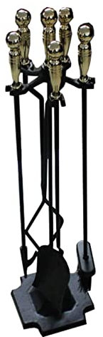 Set di 5 Utensili per braciere Antico antiruggine per Camino e Stufa a Legna, Utensili in Ferro battuto con comode Maniglie