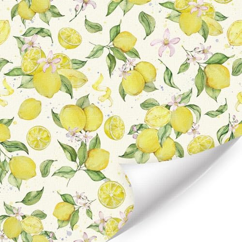 HPNIUB Lemon Zitronengelbe selbstklebende Tapete Aquarell Botanische Blumen Blätter Abziehbare Kontaktfolie Splashproof für Küche Badezimmer Wohnzimmer Mietwohnung Wanddekoration (44cm x 3m)