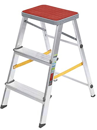 Leiter – 3-stufige Aluminiumleiter, leicht und robust, ideal für den Heimgebrauch, einfach zu lagern und zu transportieren.