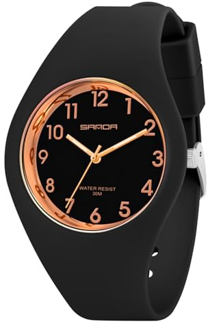 AOOSU Damenuhr, Damen Analog Quarz Uhr mit Silikonband, wasserdichte Uhren Damen Mädchen Sportlich Armbanduhr Einfachheit Quarzuhr für Mädchen, Junge und Erwachsene