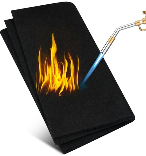 Flintronic Feuerfeste Unterlage, 70x30 cm - Hitzeschutzmatte hitzebeständig | bis 982 °C-Sicheren Brandschutz, 5mm Stark Carbonfilz Feuerschutzmatte, für BBQ Grills, Camping, Schweißen, Kamin, Rasen