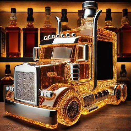300ML Decantador Whisky Arte Escultura - Escultura 3D De Decantador De Whisky Con Forma De Camión, Estatua De Botella De Vino De Vidrio Con Temática De Coche, Almacenamiento De Licores(#1)
