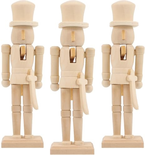 EPIGEIST 3 stücke Nussknacker Figur aus Holz zum Selbstgestalten Weihnachts Dekofigur zum Bemalen Weihnachtsfigur Adventsfigur Holzfigur Holzsoldat DIY Tisch Deko