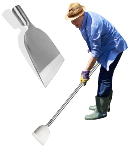 ROLKAR Snow Shovel for Driveway, Ice Scraper, Floor Scraper Long Handle, Garden Shovel Heavy Duty with Flat Head, Weed Scraper, Sod Cutter Remover Tool for Lawn Edger, Edging Shovels for Landscaping,
