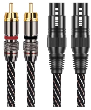 Cable De Audio 2RCA A 2XLR 6N OFC, 3 Pines XLR Hembra A RCA Macho, For Altavoz, Amplificador, Mezclador, Conexión(RCA to XLR Female,2m)