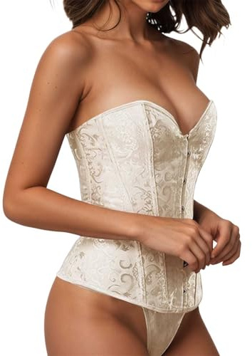 YOSUWOAI Corsetto da donna con slip vintage, corsetto sexy con lacci, aderente, per sera, feste, sposa e romantico