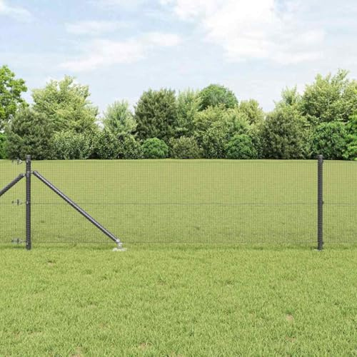 Zaunpfosten Grau 25 x 0,5 m (12 x 12 mm Masche) aus pulverbeschichtetem Stahl, wetterbeständig, für Garten, Terrasse, Outdoor-Sichtschutz, langlebiger Sichtschutzzaun