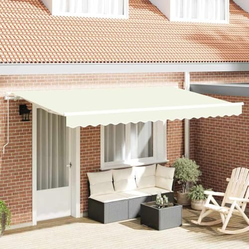 Tenda da sole per balcone, terrazzo, tenda da sole da spiaggia, tenda da sole retrattile, 400 x 200 cm, in poliestere e alluminio, facile da montare