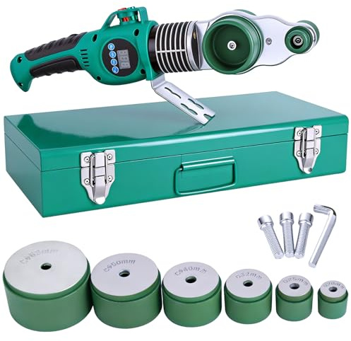 Plastic Welder Machine 1000W, Pipe Welding Machine with Digital Display | 6 Die Heads(20-25-32-40-50-63mm), Plastic Socket Welder (150-340 ℃),Hot Melt Machine,Plastic Pipe Welding for PPR/PB/PE/PERT