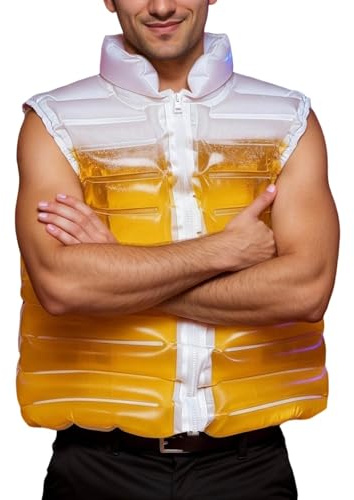 Transparente aufblasbare Bierweste befüllbar mit Bier & Stroh, lustige Party Weste für Oktoberfest Karneval Pool Festivals Männer Frauen