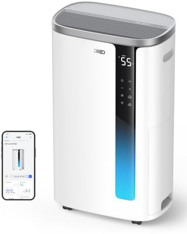 DREO Smart 30L/Day Dehumidifier for Large Rooms, High Capacity, 6.5L Water Tank, Home, Bedroom, Laundry Room, Quiet 42dB Operation, Energy Efficient, Automatic Humidity Sensor, Moisture Removal, App