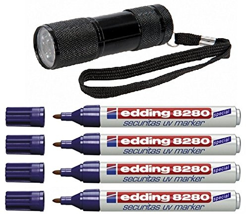 edding 8280 UV-Marker Rundspitze (1 Lampe | 4 Marker)