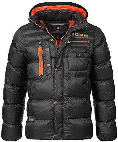 Geographical Norway Citernier Men - Warme Daunenjacke Gesteppt Mann Herbst Winter - Warme Manteljacke - Windjacke Windschnitt Langarm Polsterung - Männer (Schwarz S)
