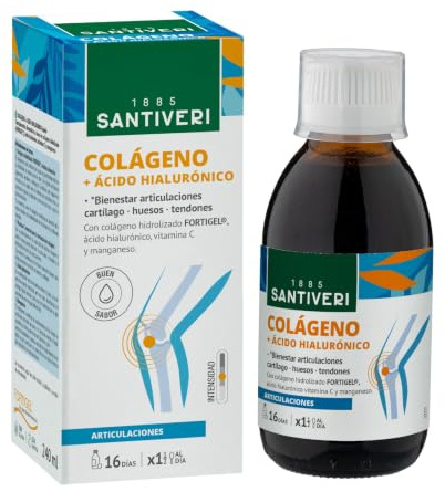 SANTIVERI - Colágeno Hidrolizado FORTIGEL® - con Vit C y Manganeso - 240 ml | Con ácido hialurónico, vitamina C y manganeso | Formato líquido, 240 ml