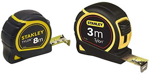 STANLEY 0-30-657 Flessometro Tylon, 8 m x 25 mm & 1-30-687 Flessometro Tylon, 3 m x 12.7 mm