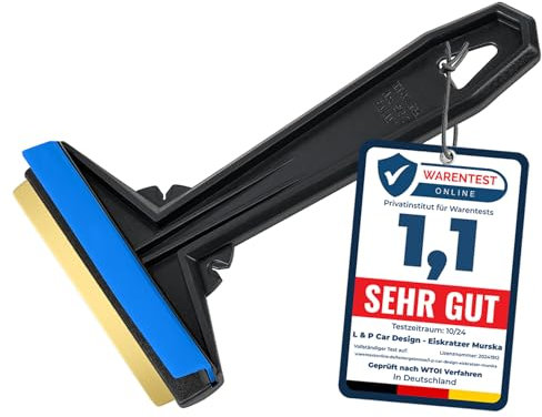 Grattoir pare Brise Voiture - rapide, sans effort et efficace - Murska - Raclette pare Brise Voiture - lame en laiton - Premium HIPS - Gratte pare Brise Voiture Finlande L&P A054 Noir Bleu