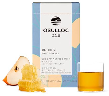 Osulloc Honey Pear Tea (Sweet Pear & Honey Flavor), Premium Blended Tea from Jeju, Tea Bag Series 20 count, 1.06 oz, 30g