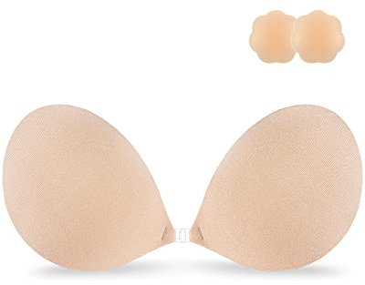Niidor Sticky Bra Backless Invisible Stick on Bra Strapless Women's Adhesive Bras Ladies Invisible Bras Nude