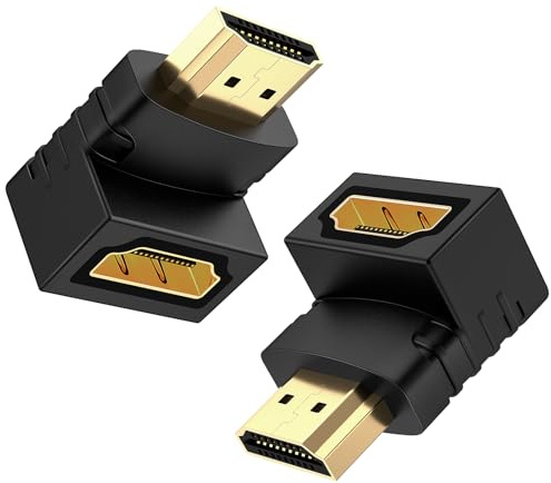 J&D 90 Grad und 270 Grad HDMI Adapter, 2 Stück Gold-Plated Rechter Winkel Männlich auf Weiblich HDMI Adapter 90 zu 270 Grad