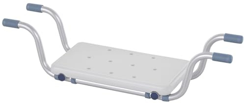 HOMCOM Siège de Baignoire - siège de Bain Suspendu réglable - Tabouret de Salle de Bain - dim. 73-83L x 22l x 18H cm - alu. HDPE Blanc