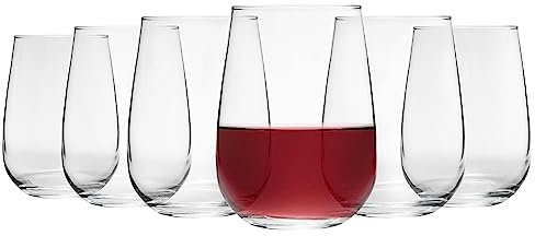 6x Gaia 590ml Extra Grande Copas de Vino sin Tallo - Vidrio Tinto Blanco Rosa Cóctel Fiesta Copa para Beber Set de Regalo - by LAV