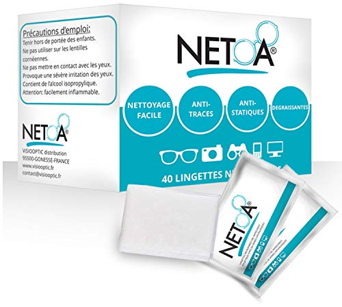 Netoa ®️ lingettes nettoyantes 160 pièces pour tous types de verres, lunettes de vues, solaires, jumelles, smartphone, tablette, écran d'ordinateur, laptop, écran lcd, iphone, ipad, Samsung.