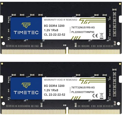 Timetec 16 GB (2x8 GB) DDR4 3200 MHz (PC4-3200AA) PC4-25600 SODIMM – Non-ECC Unbuffered, 260-Pin, 1,2 V CL22 Speichermodul für Laptops, Mini-PCs und All-in-One-Computer