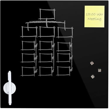 Glasmagnettafeln Memoboard Glastafel Notizboard Glasboard Schwarz 45x45cm