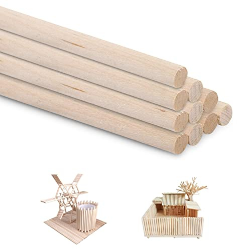 Wooden Dowel Rods 10Pcs Wood Sticks 11.81inch Long Wooden Dowels for Crafts Unfinished Round 4mm×30cm Hardwood Sticks Birchwood for Craft Projects and Art Works