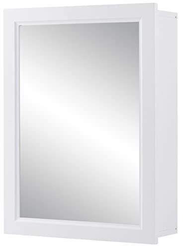 CASART Wall-Mounted Bathroom Cabinets, Single Door Mirrored Cabinet with Adjustable Shelf, Bath Medicine Cabinet Organizer Unit for Bathroom Toilet Living Room (50 x 16 x 66cm, White) | with Adjustable Shelf, Bath Medicine Cabinet Organizer Unit for Bathroom Toilet Living Room (50 x 16 x 66cm, White)