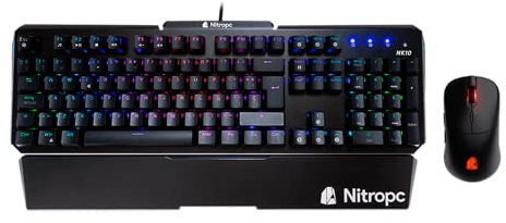 Nitropc - Combo Extreme Lite | Accessoires Gaming (Clavier Optique et mécanique RGB NK10, switches remplaçables, QWERTY ES | Souris sans Fil NM1 Pro, Haute précision, 6 Boutons programmables)