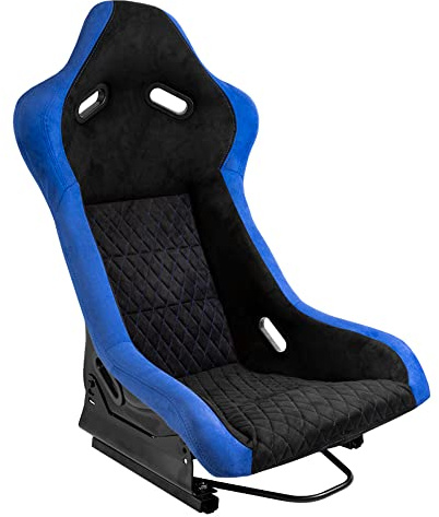 Sedile Sportivo 'LV' - Nero/Azzurro - Schienale Fisso in Poliestere - incl. Slitte