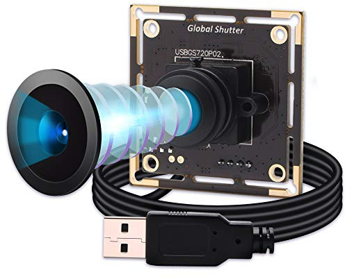 G Global Shutter Fisheye Kamera modul,1MP 60FPS Fischauge Monochrom Webcam Mini Kameramodul,Winzige Kameras USB2.0 720P Mini Kamera,USB Kameras für Windows/Android/Mac OS