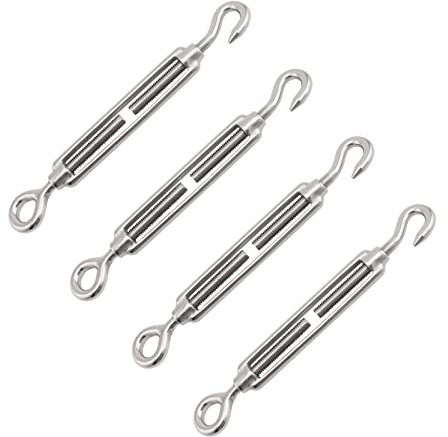 Tenditore,Tenditori in Acciaio Inossidabile,Tenditore Acciaio Inox,304 Tenditore a Gancio,Tenditore Acciaio,Tenditori per Funi,Tenditore Acciaio,Tensori Filo,Tenditori Inox,Tenditore Filo,(M4,4 PCS)