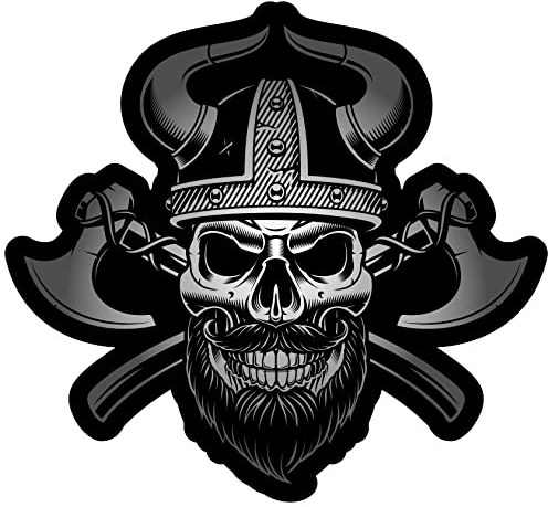 Samunshi Viking Skull Totenkopf Aufkleber Autoaufkleber für Motorrad Fahrrad Roller oder Auto Sticker Schädel Totenschädel Wikinger (30x28cm Viking Skull Totenkopf)