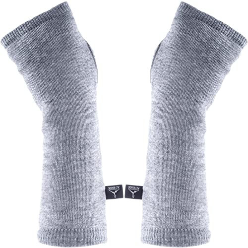 ALTIDUDE Wristwarmer Terry Arm Stulpen Pulswärmer Fingerlos 100% Merino Wolle Light Grey