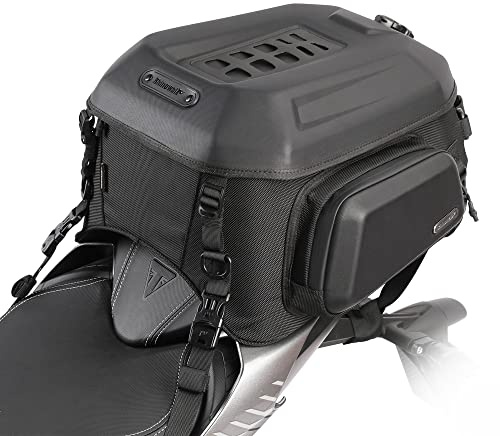 Rhinowalk Bolsa de asiento para motocicleta, ampliable, 23 – 35 L, carcasa rígida, bolsa para casco, impermeable, bolsa de equipaje, moto, mochila, bolsa de viaje