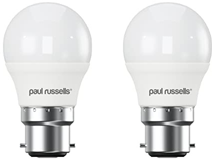 paul russells LED Golf Ball – Dimmable Bayonet Fitting Light, 5.5W 470 LM B22 G45 LED Bulbs, 40w Equivalent, 6500K Daylight, Dimmer BC Energy Saving Ceiling Lightbulbs, 2 Pack