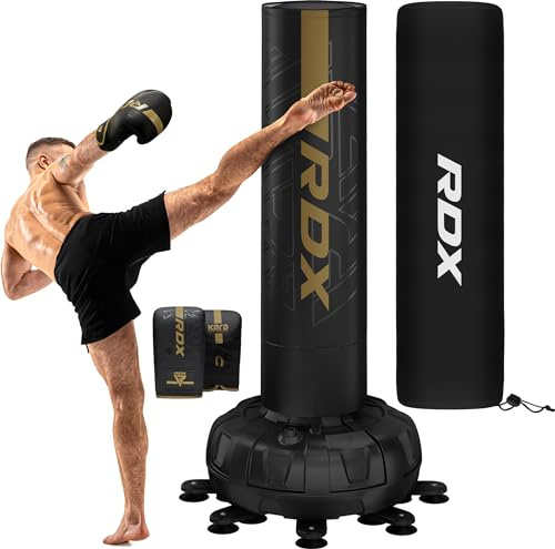 RDX XXL 330LBS Freestanding Punching Bag with Cover & Gloves – 72” Adult Heavy Pedestal Punch Bag Set - 17 Suction Cup 8 Extended Legs Stand Base - Kick Boxing MMA Home Gym Fitness