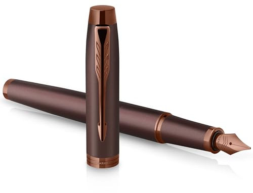 Parker IM Monochrome Füllfederhalter | blaue Tinte | Oberfläche und Zierteile in Burgunderrot | medium Spitze | Geschenkbox